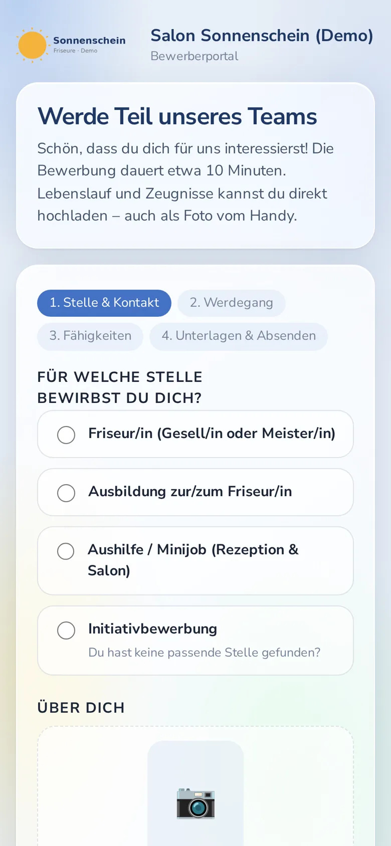 Bewerben in zehn Minuten – auch am Handy