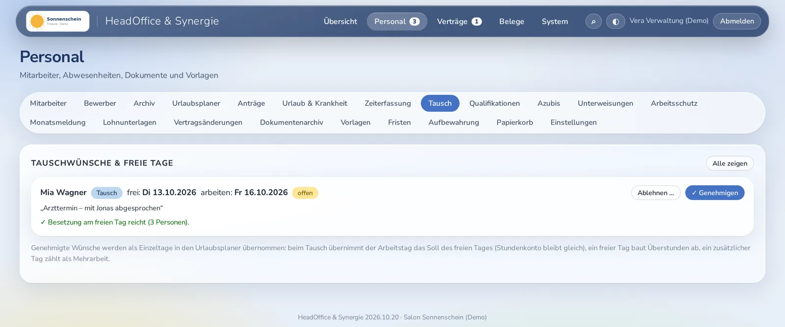 Schichttausch ohne Zettelwirtschaft